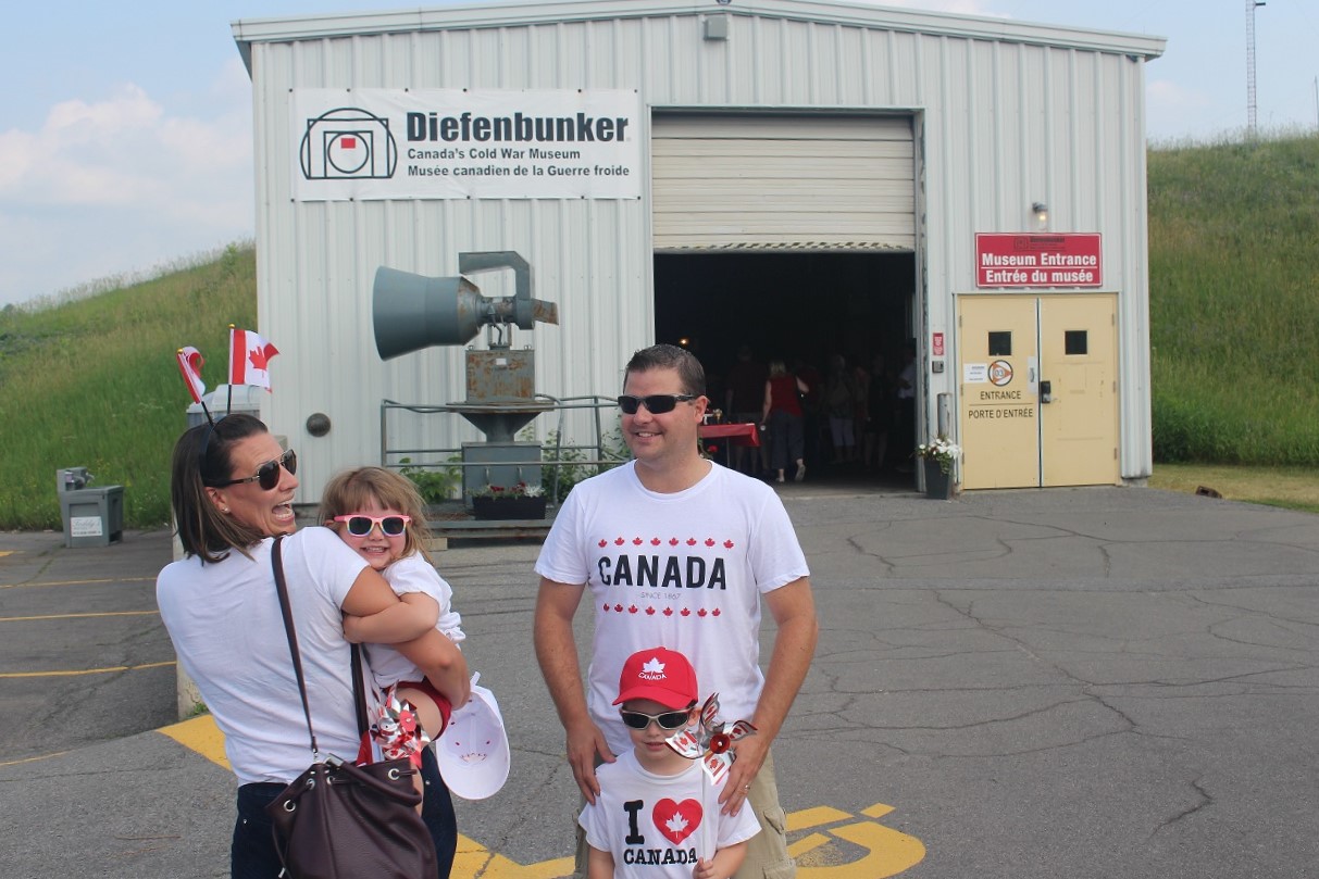 A family of visitors outside the Diefenbunker.