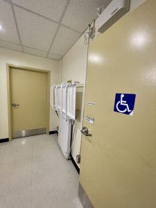 Image of inside the Diefenbunker's accessible washroom located on the 400 level. 
