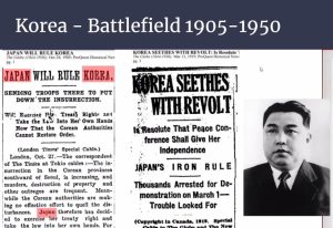 Old newspaper articles from the Korean Battlefield of 1905-1950. 