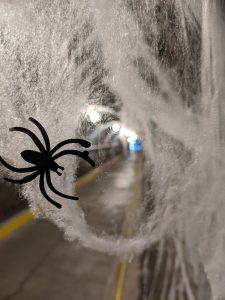 Spider sits in a cobweb that hangs in the Blast Tunnel for the Diefenbunker's annual Toddlers' Halloween Hunt.