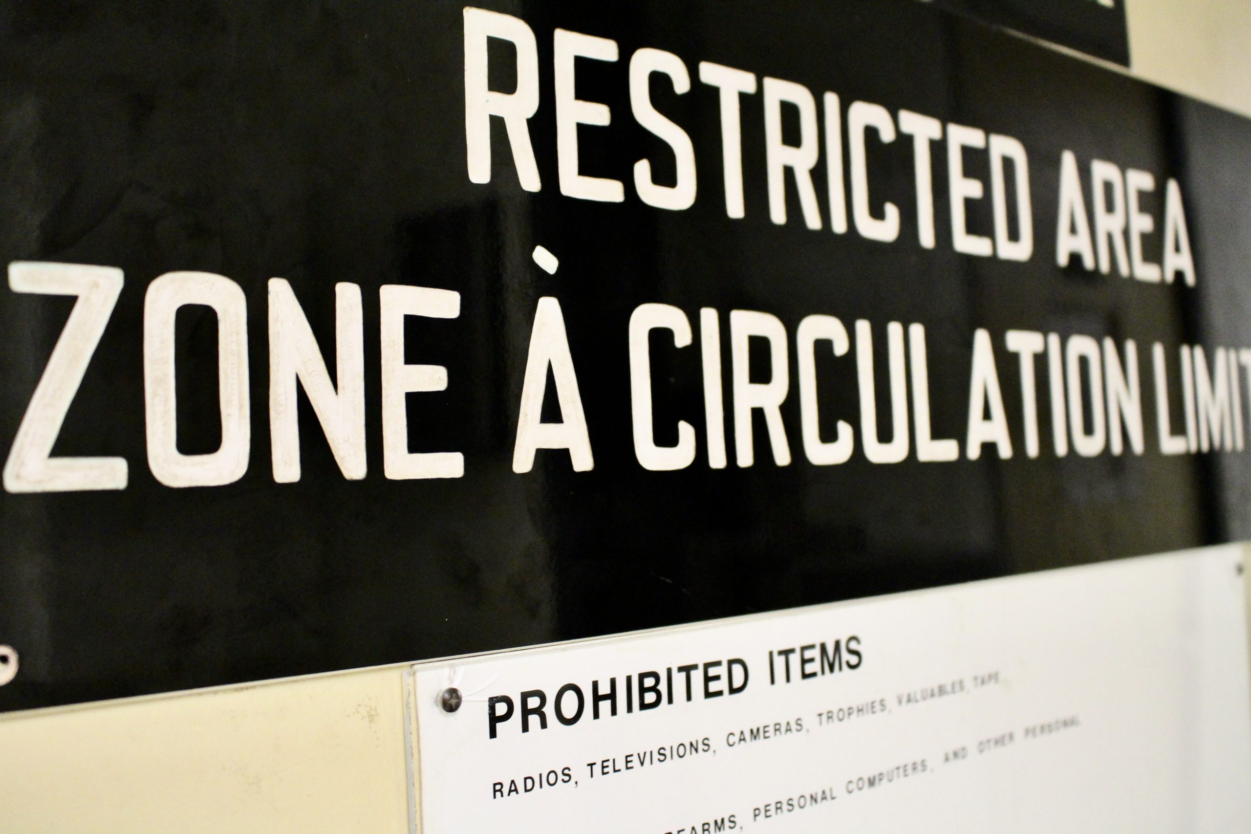"Restricted Area" sign located in the Diefenbunker: Canada's Cold War Museum. 
