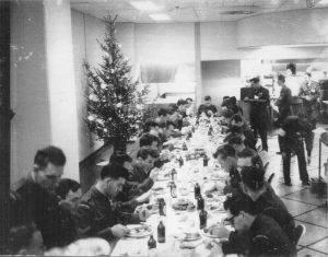 Film photograph of a Soldiers' Christmas Dinner at Canadian Forces Station (CFS) Carp. 
