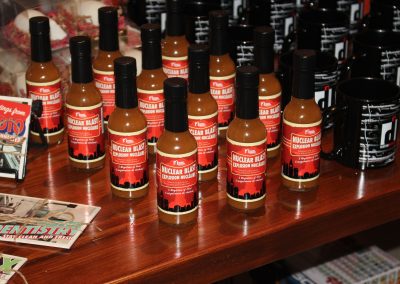 Diefenbunker hot sauce arranged on tabletop