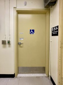 Image of outside the Diefenbunker's accessible washroom located on the 400 level. 