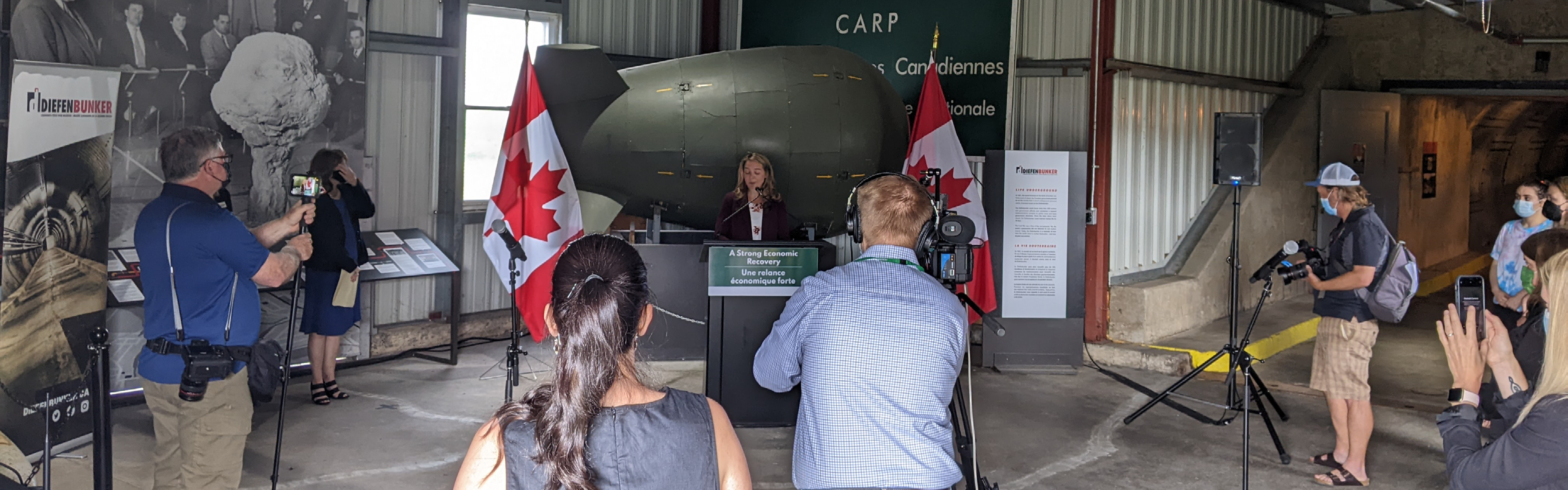 Media announcement inside the Diefenbunker.