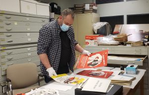 2022 Artist-in-Residence, Christos Pantieras, researching in the Diefenbunker's archives.