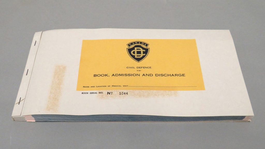 Admission and Discharge Book from the Diefenbunker's collections.