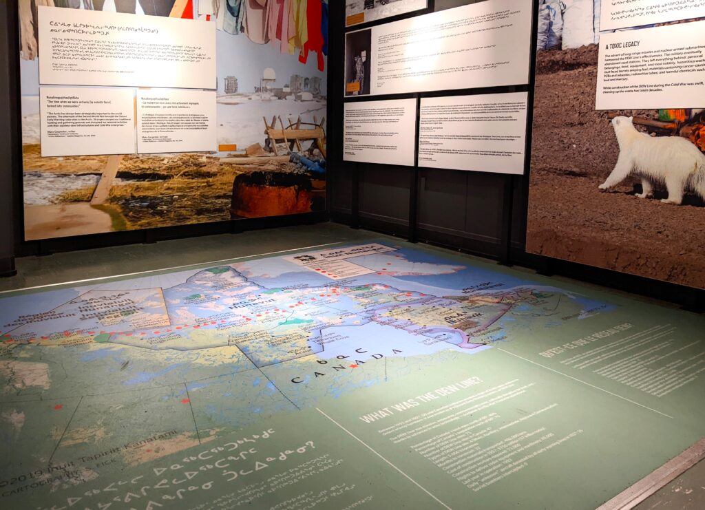 Map of Canada in the Diefenbunker's "An Inuit Story: The DEW Line" exhibition.