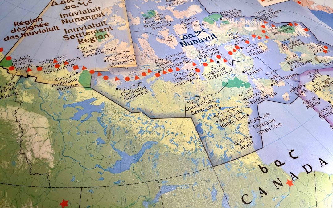 Map of Canada in the Diefenbunker's "An Inuit Story: The DEW Line" exhibition.