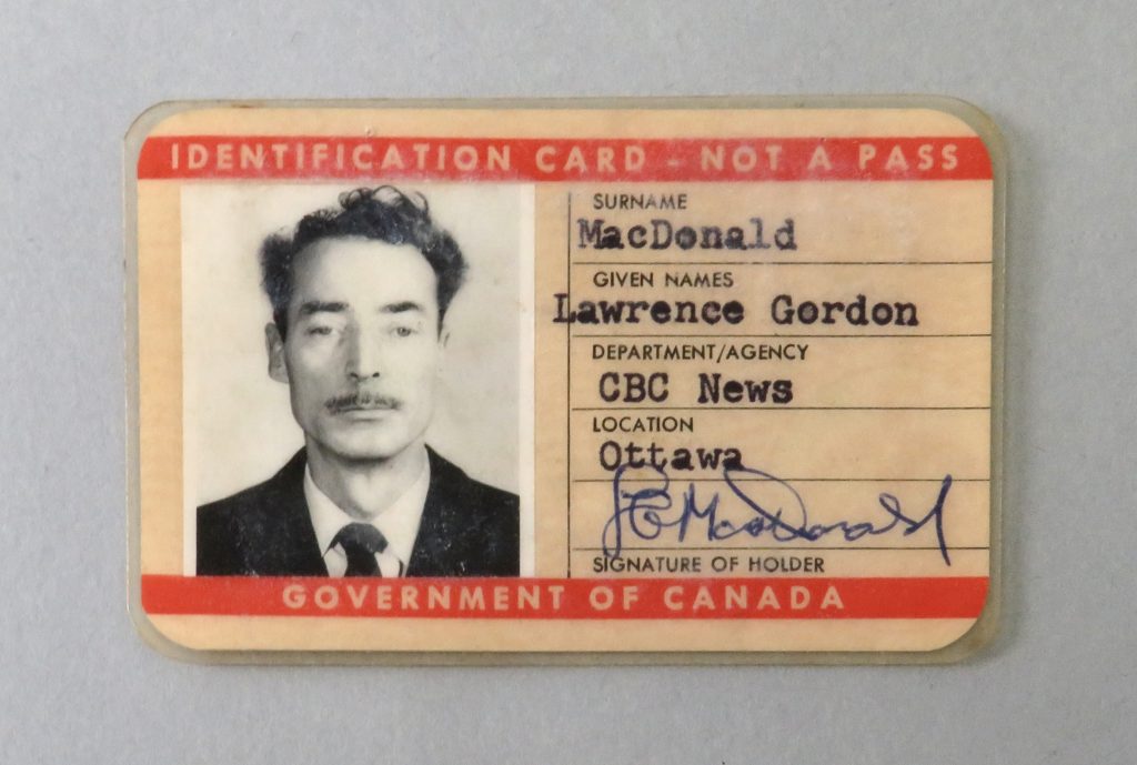 Identification card, Lawrence MacDonald, from the Diefenbunker's collections.