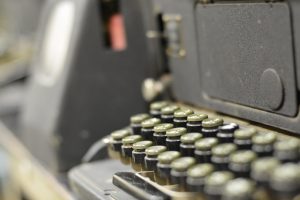 Close-up detailed image of a typewriter. 