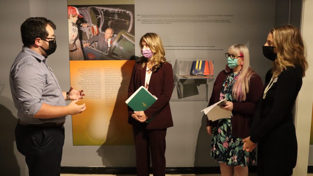 Diefenbunker staff tour MP Jenna Sudds around the exhibition spaces being revitalized with the funding received.