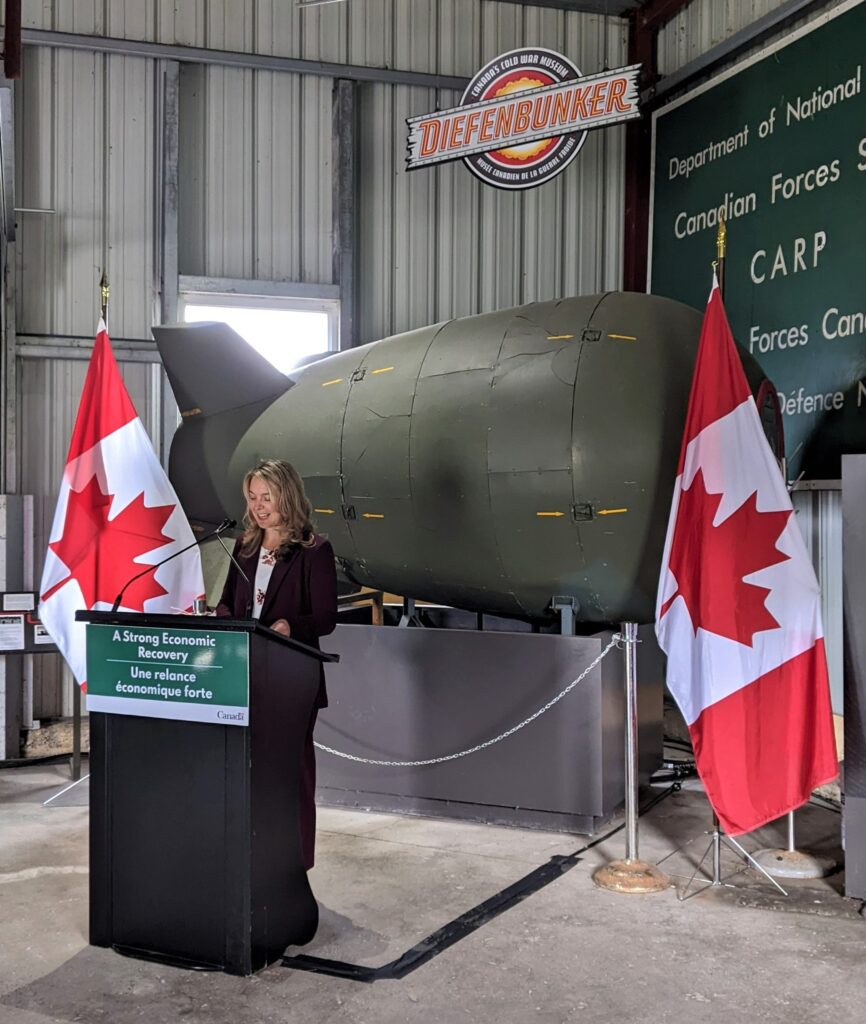 MP Jenna Sudds announces funding for the Diefenbunker on behalf of FedDev Ontario.