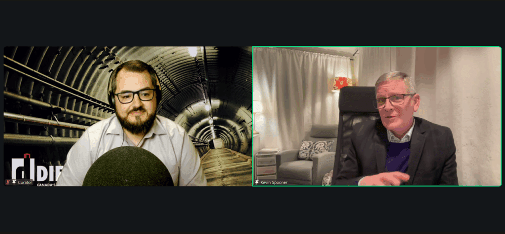 Two men engaged in a virtual video call, each in their own room with distinct backdrops.