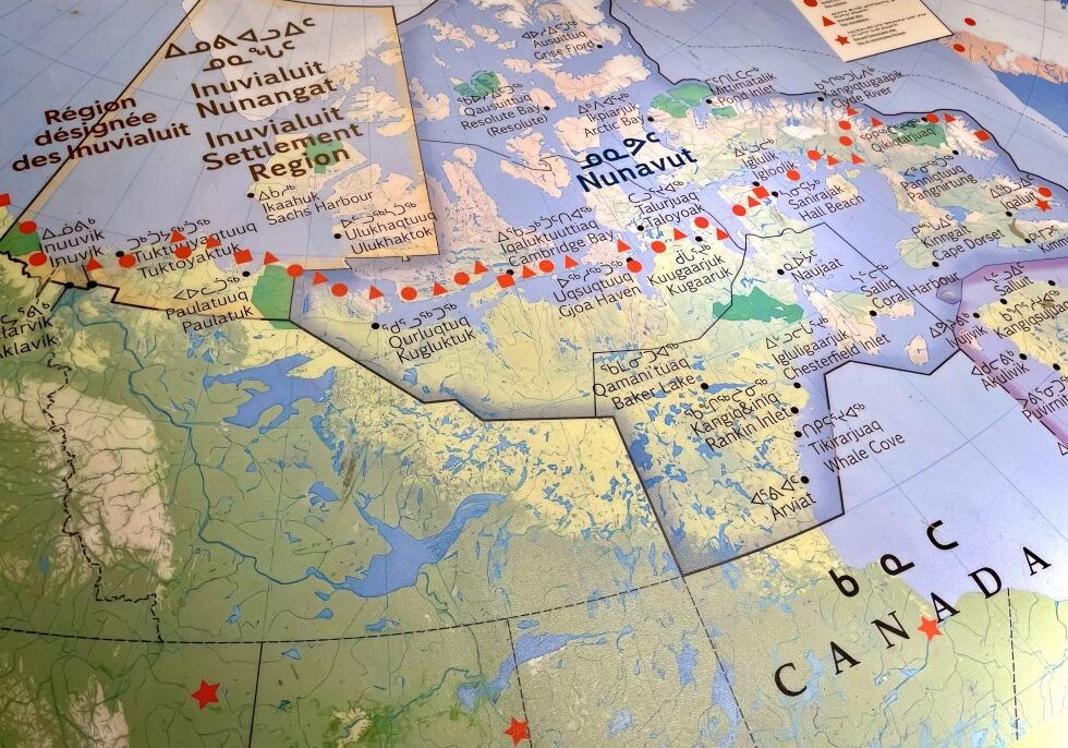 Map of Canada in the Diefenbunker's &quot;An Inuit Story: The DEW Line&quot; exhibition.